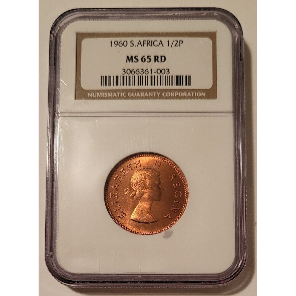 South Africa Elizabeth II 1960 1/2 Penny MS65 RED NGC